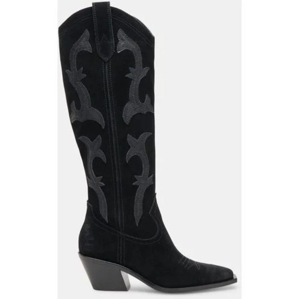 NEW DOLCE VITA black onyx suede western women Boots size 12